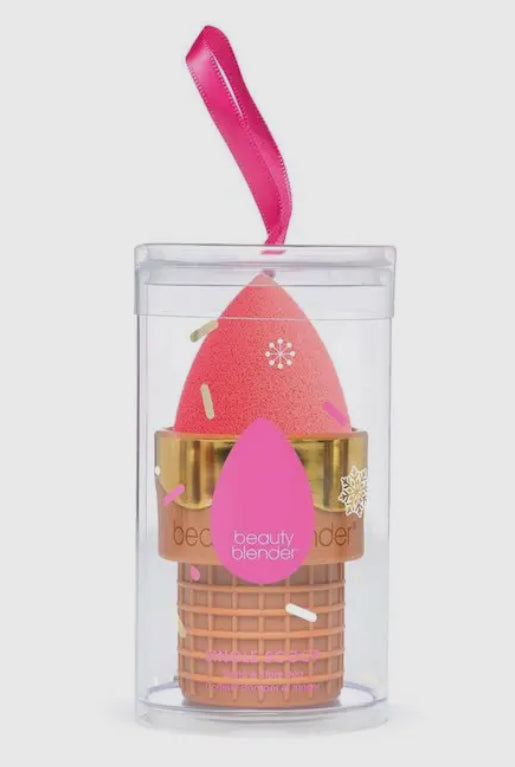 Beauty blender de edición limitada. Alta calidad. Con un basito con forma de cucurucho para apoyar la esponja.